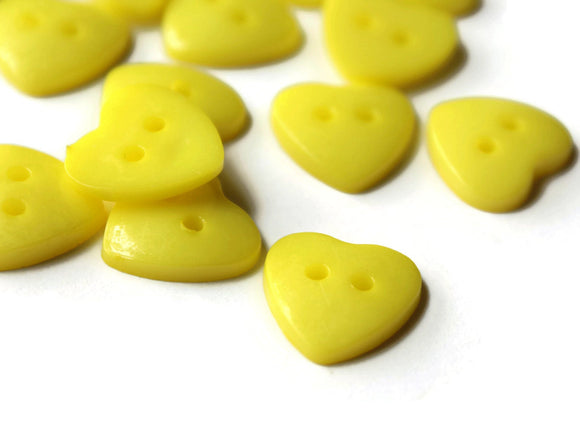 14mm Yellow Heart Buttons Plastic Buttons Acrylic Buttons Love Buttons Jewelry Making Beading Supply Sewing Supplies Two Hole Buttons