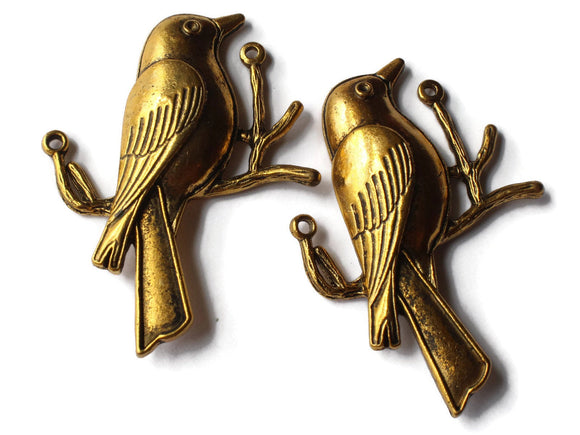 2 Robin Pendants Bird Pendants Antique Gold Zinc Alloy Pendants Jewelry Making Beading Supplies Nickel Free Lead Free Golden Links Pendant