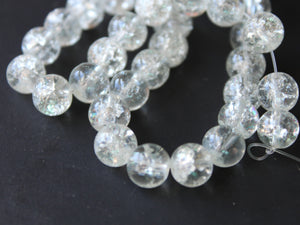Clear Crackle Glass Beads 8mm Round Beads Jewelry Making Beading Supplies Full Strand Loose Beads Cracked Glass Beads Smooth Round Beads