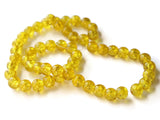 Yellow Crackle Glass Beads 8mm Round Beads Jewelry Making Beading Supplies Full Strand Loose Beads Cracked Glass Beads Smooth Round Beads