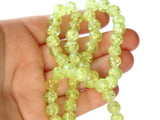 Yellow Green Crackle Glass Beads 8mm Round Beads Jewelry Making Beading Supplies Full Strand Loose Beads Cracked Glass Beads Smooth Round