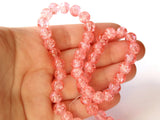 Pink Crackle Glass Beads 8mm Round Beads Jewelry Making Beading Supplies Full Strand Loose Beads Cracked Glass Beads Smooth Round Beads