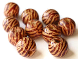 20mm Animal Striped Beads Brown Wood Beads Round Wooden Beads Jewelry Making Beading and Macrame Supplies Large Hole Lightweight Beads