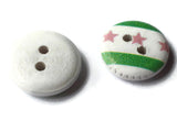 13mm White Round Buttons 2 Hole Loose Wooden Buttons Green and Pink Sewing Supplies Jewelry Making Scrapbooking and Beading Supplies