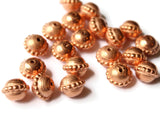 10mm Patterned Round Beads Vintage Red Copper Plated Plastic Bead Saucer Ring Beads Jewelry Making Beading Supplies Loose Ball Beads