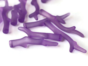 Purple Acrylic Branch Beads Frosted Clear Plastic Stick Beads Jewelry Making Beading Supplies Assorted Sizes Antlers Pendants Charms