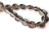 19 11.5mm Silver Spiral Beads Metal Spiral Beads Flat Round Beads Coin Beads 8 Inch Strand Antique Silver Tibetan Style Beads