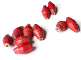 14mm Red with Black Flecks Ugandan Paper Beads Fair Trade Beads African Paper Beads Sealed Paper Beads Upcycled Bead Jewelry Making