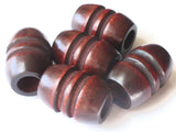 5 29mm Fluted Barrel Beads Large Hole Beads Mahogany Brown Beads Wood Macrame Beads Wooden Beads Jewelry Making Beading Supplies