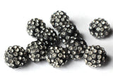 12mm Beads Black and White Rhinestone Beads Round Polymer Clay Sparkle Beads Shamballa Beads Pave Gumball Beads Beading and Jewelry Making