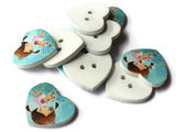 25mm Blue Heart Buttons 2 Hole Wooden Buttons with Girl Sewing Supplies Jewelry Making Scrapbooking and Beading Supplies Loose Buttons