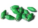 14mm Green Ugandan Paper Beads Fair Trade Beads Upcycled African Beads Recycled Sealed Paper Beads