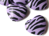 24mm x 26mm Tiger Stripe Heart Beads Purple Plastic Beads Animal Print Beads Flat Love Heart Beads Jewelry Making Beading Supplies