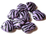 24mm x 26mm Tiger Stripe Heart Beads Purple Plastic Beads Animal Print Beads Flat Love Heart Beads Jewelry Making Beading Supplies