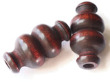 50mm Dark Mahogany Brown Wood Beads Large Beads Decorative Beads Tube Beads Vintage Wooden Beads Giant Fan Pull Big Hole Fancy Macrame Beads
