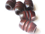 5 29mm Fluted Barrel Beads Large Hole Beads Mahogany Brown Beads Wood Macrame Beads Wooden Beads Jewelry Making Beading Supplies