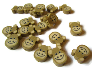 20 Brown Monkey Heads Animal Head Beads Polymer Clay Beads Cute Beads Kawaii Beads Jewelry Making Zoo Beads Loose Beads Beading Supplies