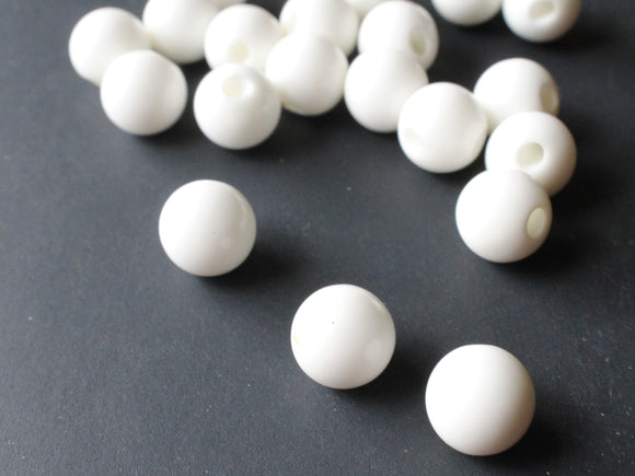 9mm 3/8 Inch White Ball Buttons Opaque Lucite Round Buttons Vintage Lucite Buttons Jewelry Making Beading Supplies Sewing Supplies