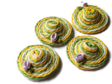 Miniature Yellow and Green Straw Hats Paper Hat Charms Easter Bonnet Cabochons Decorative Hat Piece Jewelry Making Paper Crafts Scrapbooking