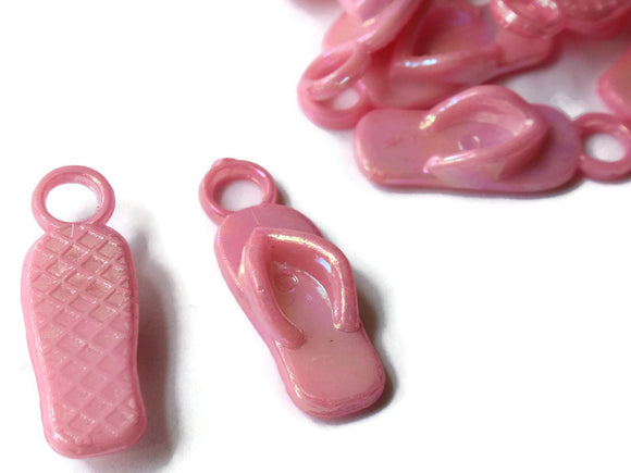 Flip Flop Charms Light Pink Sandal Charms Jewelry Making Beading Supplies Fun Acrylic 22mm Summer Shoe Beads Miniature Plastic Pendants