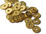 10mm Gold Chinese Coin Beads Flat Round Miniature Replica Money Beads Jewelry Making Beading Supplies Small Ancient Coins with KangXi