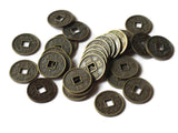 30 10mm Bronze Chinese Coin Beads Flat Round Miniature Replica Money Beads Jewelry Making Beading Supplies Small Ancient Coins with KangXi