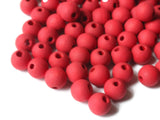 100 7mm Red Wood Beads Smooth Round Beads Wooden Ball Beads Loose Vintage Beads
