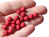 7mm Red Wood Beads Smooth Round Beads Ball Beads Wooden Beads Jewelry Making Beading Supplies Loose Beads Vintage New Old Stock Beads