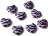 24mm x 26mm Tiger Stripe Heart Beads Purple Plastic Beads Animal Print Beads Flat Love Heart Beads Jewelry Making Beading Supplies