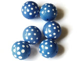 22mm Large Round Polka Dot Blue Beads Vintage Lucite Beads Ball Beads Big Beads Chunky Beads Seamless Beads Jewelry Making Beading Supply