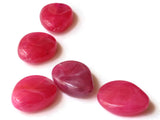 25mm Deep Pink Beads Plastic Beads Flat Teardrop Beads Flat Oval Beads Chunky Beads Egg Shaped Beads Jewelry Making Pink Acrylic Beads