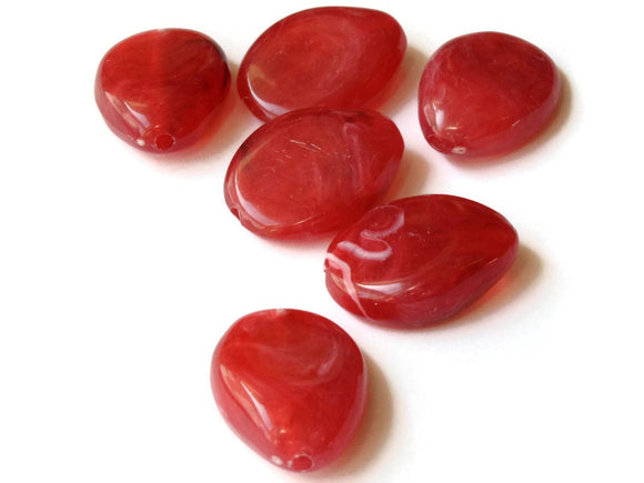 25mm Cherry Red Plastic Teardrop Beads Egg Beads Flat Oval Beads Large Beads Chunky Beads Jewelry Making Smileyboy Beading Supplies