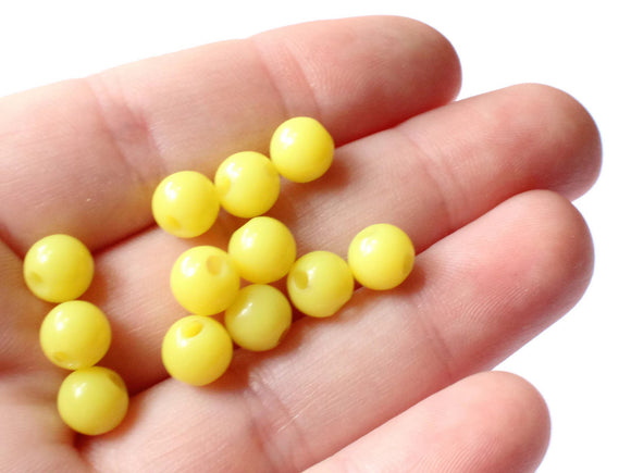 30 7mm 1/4 Inch Yellow Ball Buttons Opaque Lucite Round Buttons Vintage Lucite Button Jewelry Making Beading Supplies Sewing Supplies