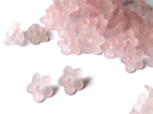 Small Pink Flower Beads 50 10mm x 5mm Lily Beads Lucite Beads Acrylic Beads Translucent Beads Pale Pink Beads Pastel Pink Beads Floral Beads