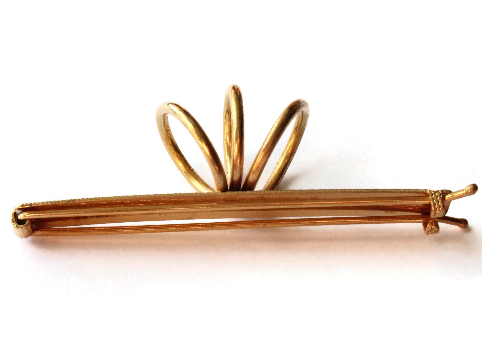 Antique vintage gold hair pin barrette Vintage Tortoise Shell Barrette - Gold Finished Hair Clip  main image 4