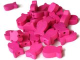 30 19mm Bright Pink Beads Wooden Fish Beads Wood Beads Animal Beads