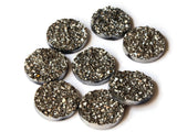 18mm Silver Druzy Cabs Faux Druzy Cabochons Resin Cabochons Round Cabochons for Jewelry Making Beading Supplies On Black Backgrounds