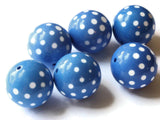 22mm Large Round Polka Dot Blue Beads Vintage Lucite Beads Ball Beads Big Beads Chunky Beads Seamless Beads Jewelry Making Beading Supply