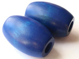 Ridiculously Huge Blue Beads Vintage Beads Wood Beads Barrel Beads Wooden Beads Large Hole Beads Big Beads Vintage Macrame Beads