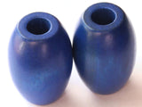 Ridiculously Huge Blue Beads Vintage Beads Wood Beads Barrel Beads Wooden Beads Large Hole Beads Big Beads Vintage Macrame Beads
