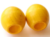 36mm Yellow Wood Oval Beads Large Hole Beads Vintage Wooden Barrel Beads Chunky Macrame Beads Jewelry Making Beading Supplies