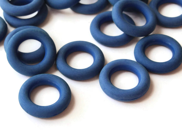 18mm Dark Blue Ring Beads Vintage Plastic Links Jewelry Making Beading Supplies Loose Beads Large Hole Donut Beads Spacer Beads