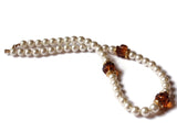 17 Inch Pearl and Brown Bead Vintage Necklace New Old Stock Jewelry Stocking Stuffer Beaded Princess Necklace smileyboy