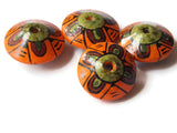 20mm Hand Painted Orange Beads Wood Saucer Beads Vintage Beads Wooden Beads Loose Beads New Old Stock Jewelry Making Beading Supplies