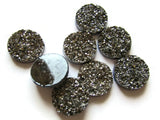 18mm Silver Druzy Cabs Faux Druzy Cabochons Resin Cabochons Round Cabochons for Jewelry Making Beading Supplies On Black Backgrounds