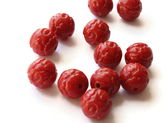 10mm Round Red Patterned Beads Vintage Plastic Beads New Old Stock Beads Ball Beads Vintage Plastic Beads Jewelry Making Beading Supplies