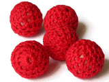 21mm Red Wool Beads Crochet Ball Beads Acrylic Beads Plastic Beads Round Beads Woven Beads Fiber Beads Crocheted Beads Jewelry Making