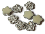 20mm Flower Cabochons Silver Druzy Cabs Resin Cabochons Faux Druzy Cabochons Flat Back Cabs 20mm cabochons