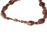 18 Inch Brown Beaded Necklace New Old Stock Jewelry Stocking Stuffer Beaded Choker Necklace smileyboy
