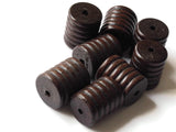 20mm Dark Brown Vintage Wooden Tube Beads Striped Wood Beads Grooved Beads Macrame Jewelry Making Beading Supplies Lined Barrel Bead